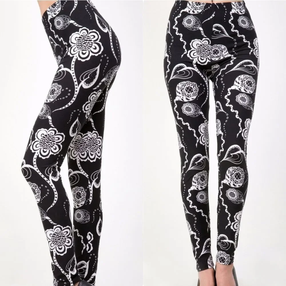 Buttery Soft Floral Print Leggings - Picture 2 of 2